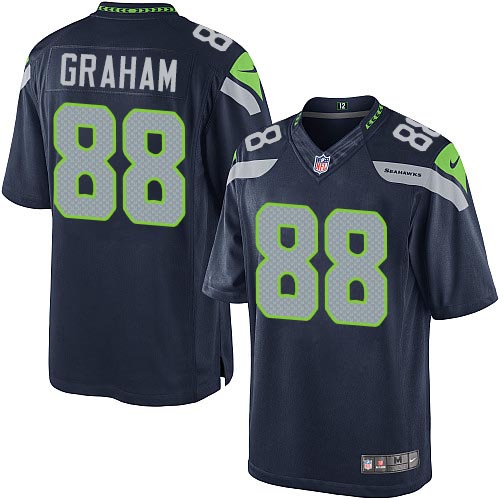 Men's Limited Jimmy Graham Nike Jersey Navy Blue Home - #88 NFL Seattle Seahawks